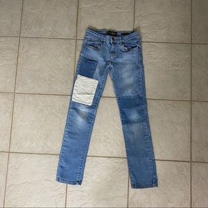 Lucky Brand Cate Skinny Jeans 14 girls Denim patched Jeans two tone mid …
